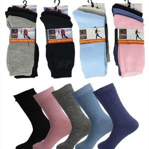 6 Pairs Womens Soft Acrylic Blend Moisture Wicking Thermal Winter Crew Socks